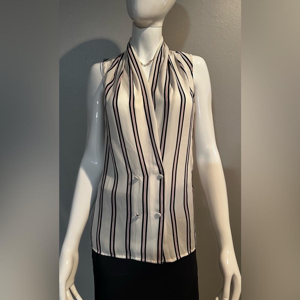 Who What Wear Striped Sleeveless Blouse